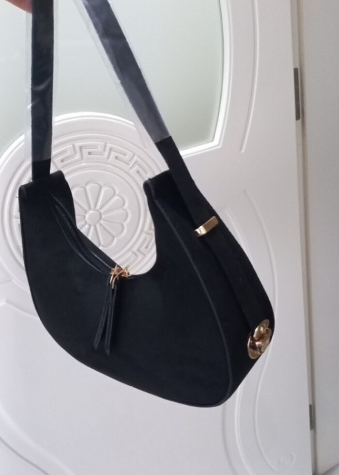 Siyah süet canta - Görsel 3