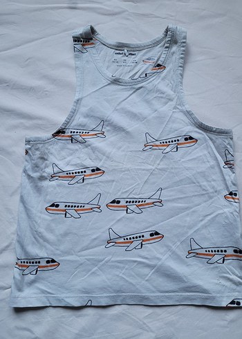 Mini Rodini Uçak Desenli Beyaz Çocuk Atlet - Görsel 2