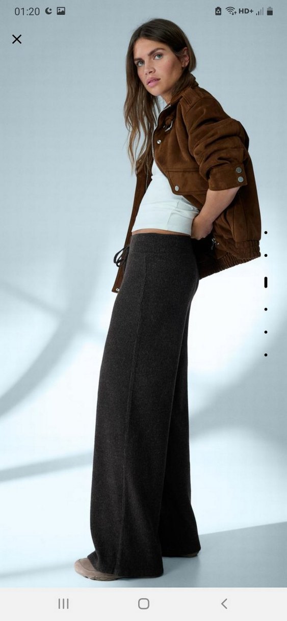 Bershka geniş paça fitilli yumuşak pantolon - Görsel 3