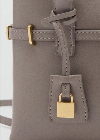 Beden gri Renk MANGO KİLİTLİ MİNİ SHOPPER ÇANTA