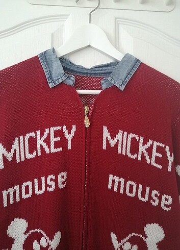 xl Beden kırmızı Renk Mickey mouse triko hırka 