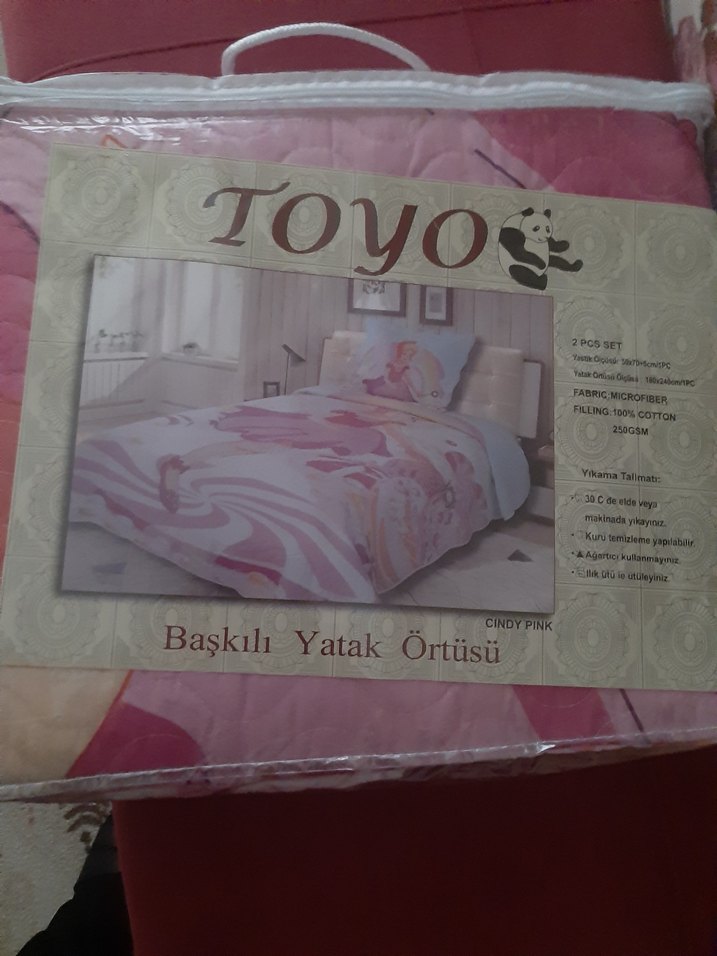 Çocuklar için Pembe Baskılı  yatak örtüsü - Görsel 3