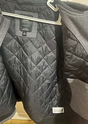 Gri Deri Kollu Kapüşonlu Fermuarlı Ceket - Görsel 6