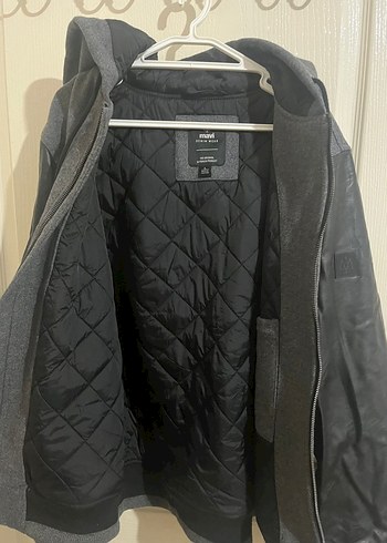 Gri Deri Kollu Kapüşonlu Fermuarlı Ceket - Görsel 4