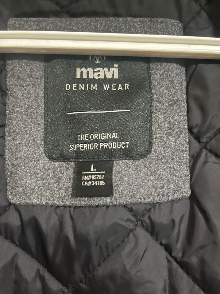 Gri Deri Kollu Kapüşonlu Fermuarlı Ceket - Görsel 5