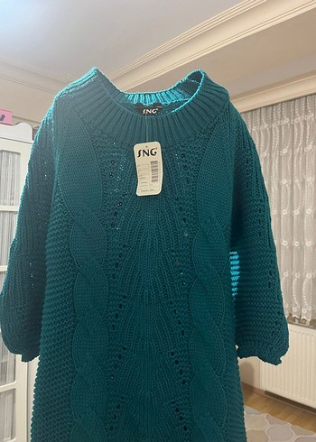 Turkuaz Örgü Kadın Kazak - Görsel 3