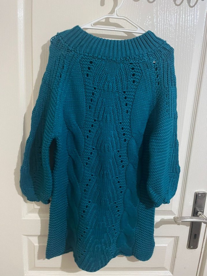 Turkuaz Örgü Kadın Kazak - Görsel 2