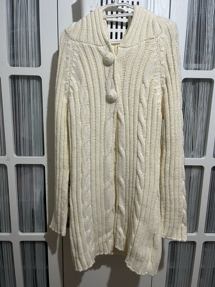 Gri Bohem Tarz Uzun Kollu Örgü Kadın Hırka - Görsel 2