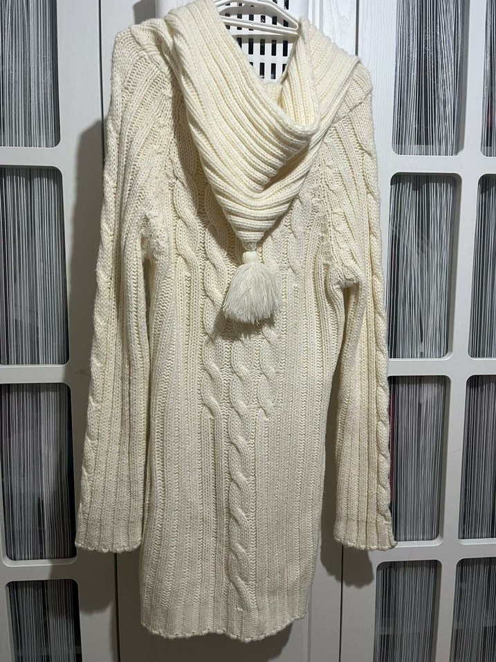 Gri Bohem Tarz Uzun Kollu Örgü Kadın Hırka - Görsel 4