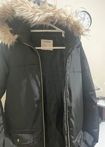 Kürklü Siyah uzun kız cocuk mont - Görsel 4