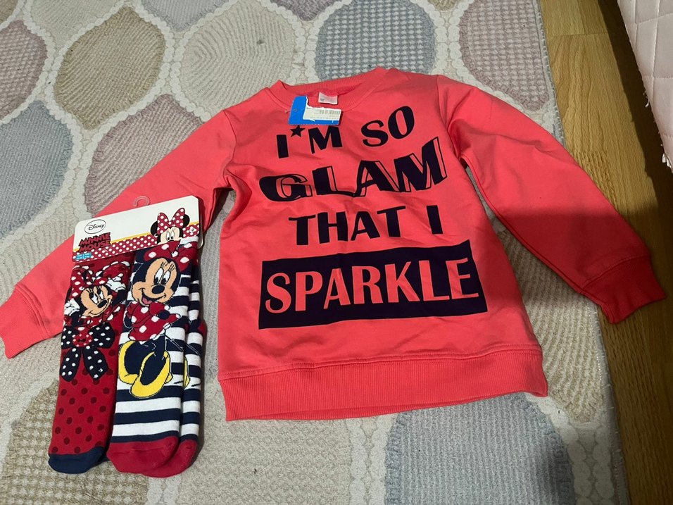 Kız Çocuk nar  çiçeği  renli çoraplı takım - Görsel 2