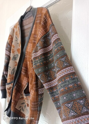 Renkli vintage oversize kalın hirka 