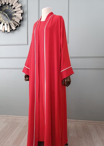 diğer Beden çizgi detaylı abaya takım