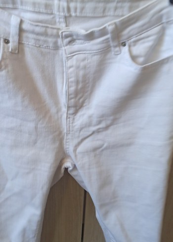 42 Beden Beyaz Kadın Regular Fit Midi Kot Pantolon