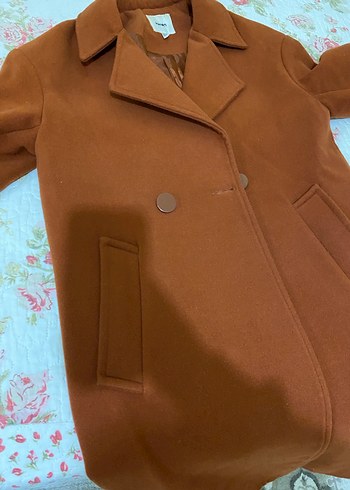 Düğmeli Kahverengi Süet Kadın Kaban - Görsel 5