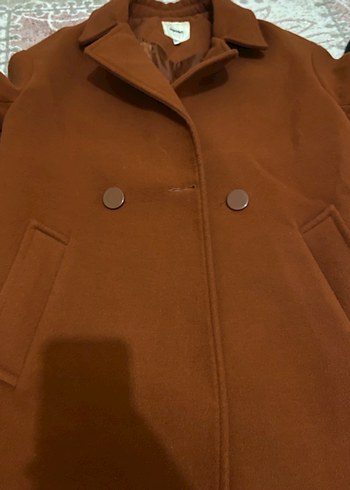 Düğmeli Kahverengi Süet Kadın Kaban - Görsel 3