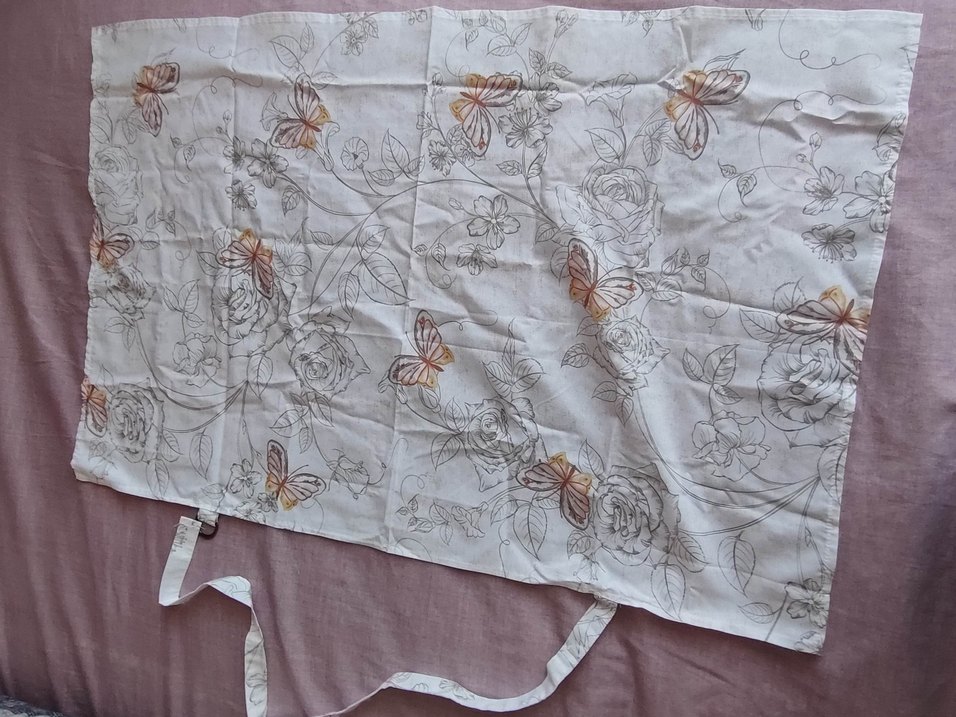Nakışlı Kelebekli Bej Gri emzirme örtüsü - Görsel 2