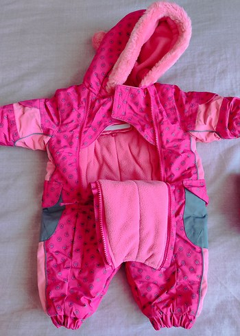 Kız Bebek Pembe Kürklü Kar Tulumu - Görsel 3