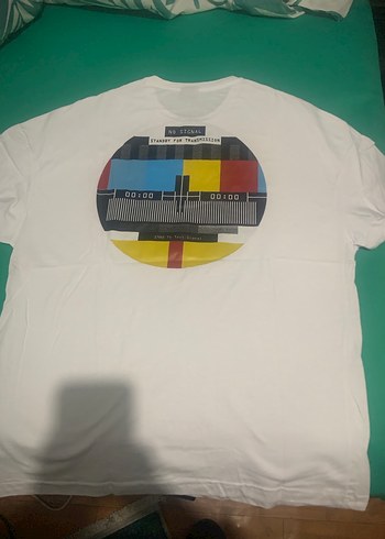 Beyaz Baskılı Oversize Erkek Tişört - Görsel 4