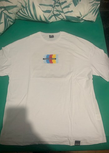 Beyaz Baskılı Oversize Erkek Tişört - Görsel 3