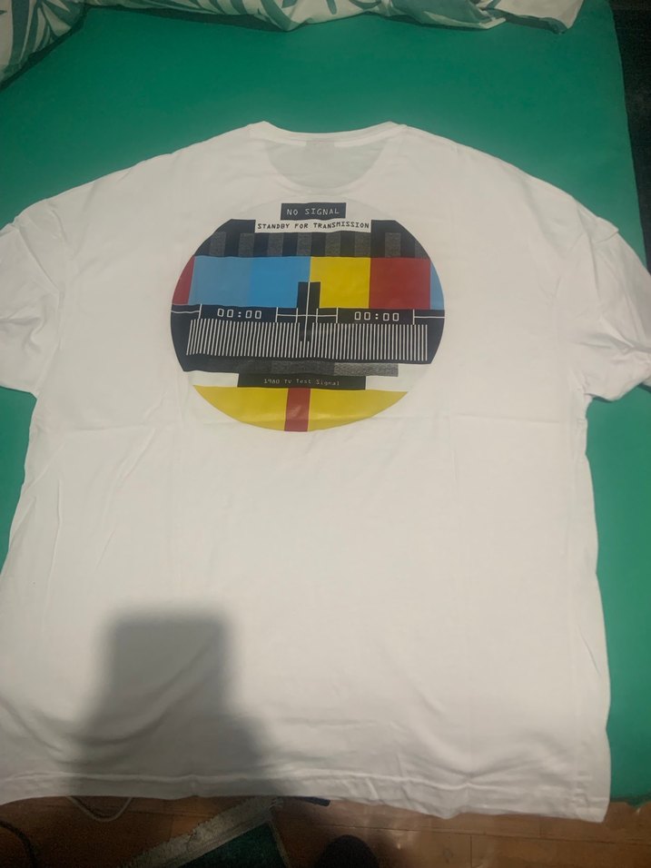 Beyaz Baskılı Oversize Erkek Tişört - Görsel 4