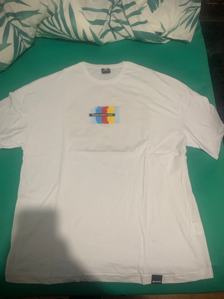 Beyaz Baskılı Oversize Erkek Tişört - Görsel 3