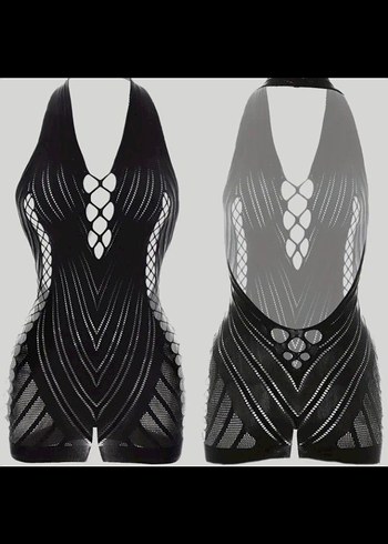 Dantelli Siyah Gotik Mini Tulum