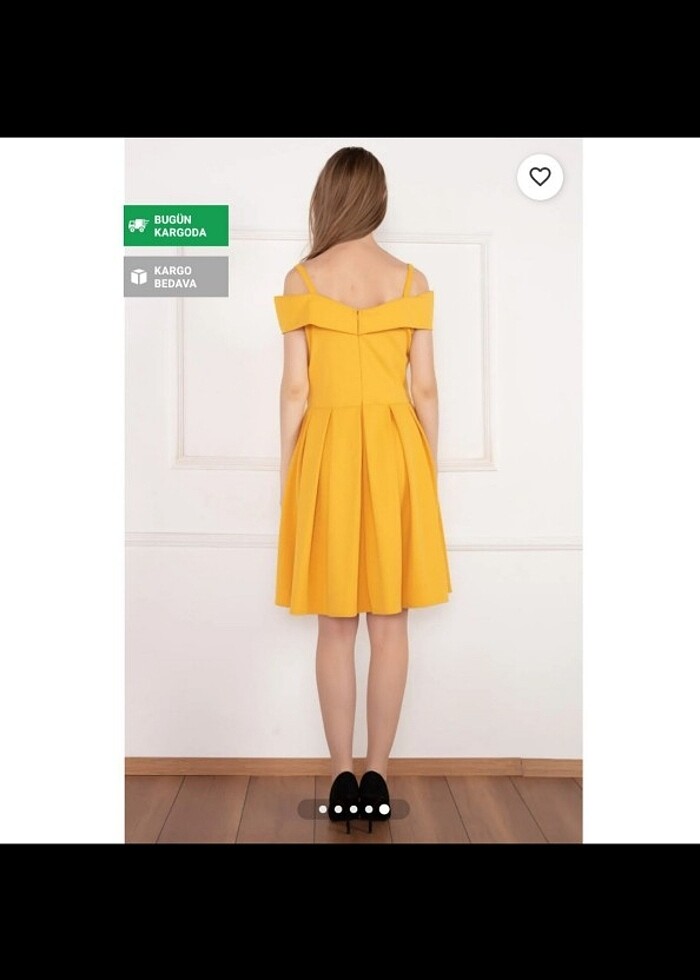 Madonna Yaka Pileli Kısa Abiye Elbise - Görsel 3