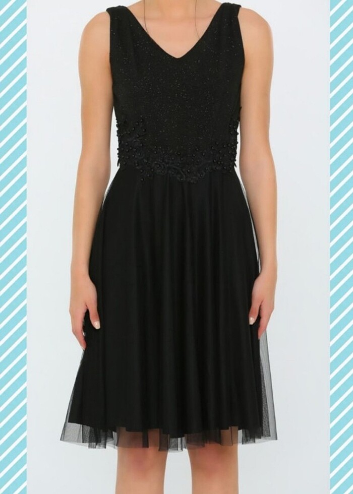 Siyah Abiye Elbise  - Görsel 2