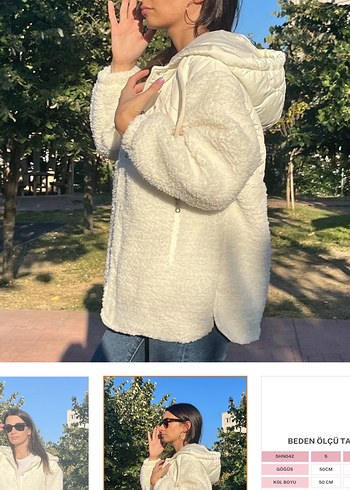 Düğmeli Beyaz Kadın Midi Boy mont - Görsel 3