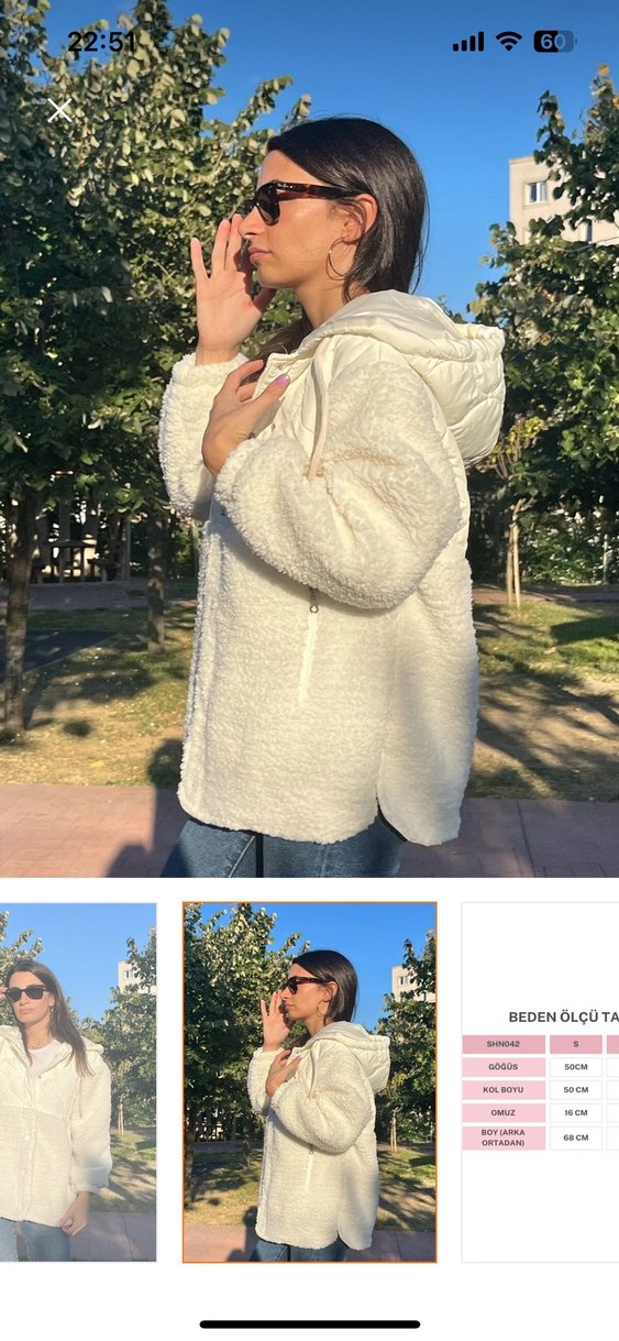 Düğmeli Beyaz Kadın Midi Boy mont - Görsel 3