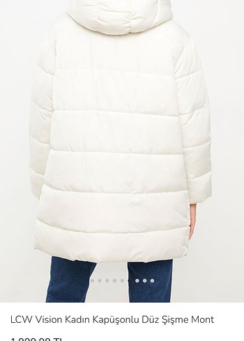 Beyaz Kadın Kışlık Mont - Görsel 7
