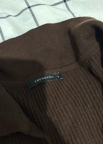 Kahverengin Süet V Yaka Uzun Kollu Mini Elbise - Görsel 2