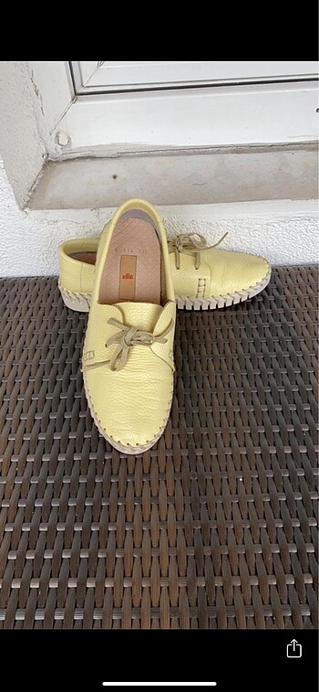 37 Beden sarı Renk Elle Sarı Loafer Ayakkabı
