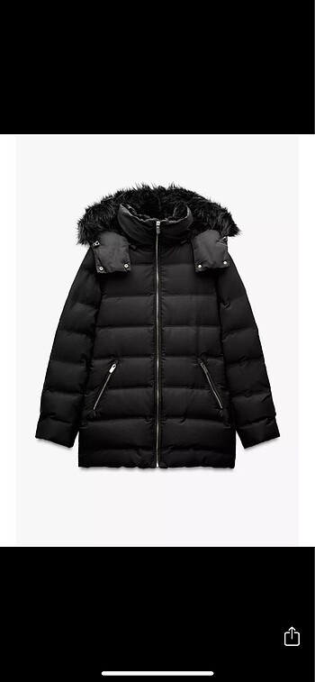 Zara Kapüşonlu Yarı uzun Şişme Mont