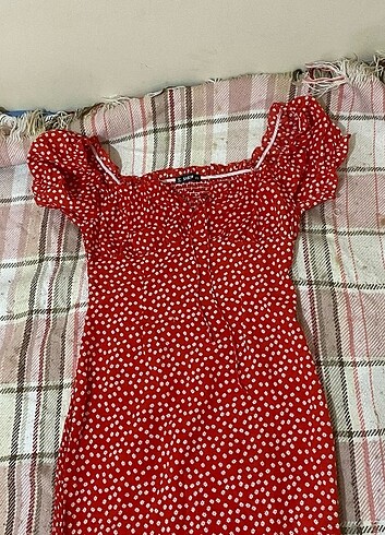 Diğer Kırmızı çiçekli mini elbise