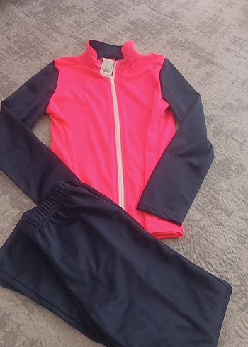 Kız Çocuk Pembe lacivert Fermuarlı Eşofman Takımı