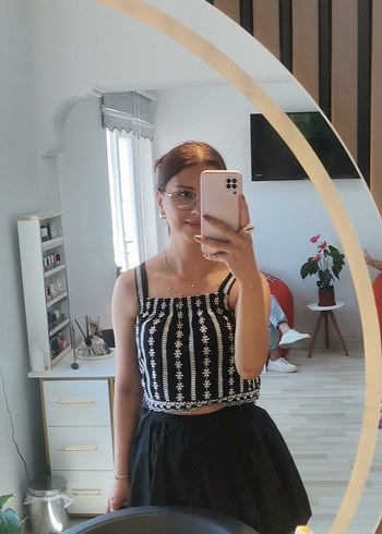 Kadın Siyah Mini Crop Top