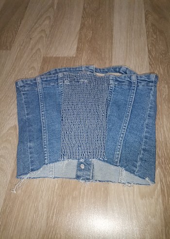 xs Beden Straplez Denim Mini Büstiyer