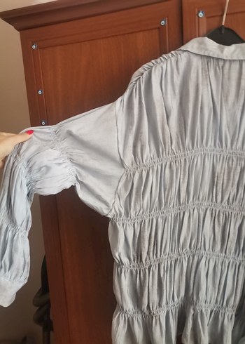 Gri Pileli Uzun Kollu Gömlek - Görsel 3