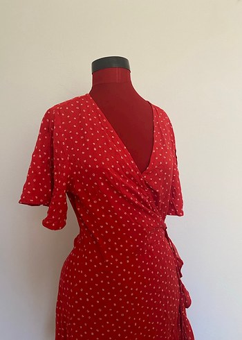 Kırmızı Puantiyeli Bohem Midi Elbise - Görsel 3