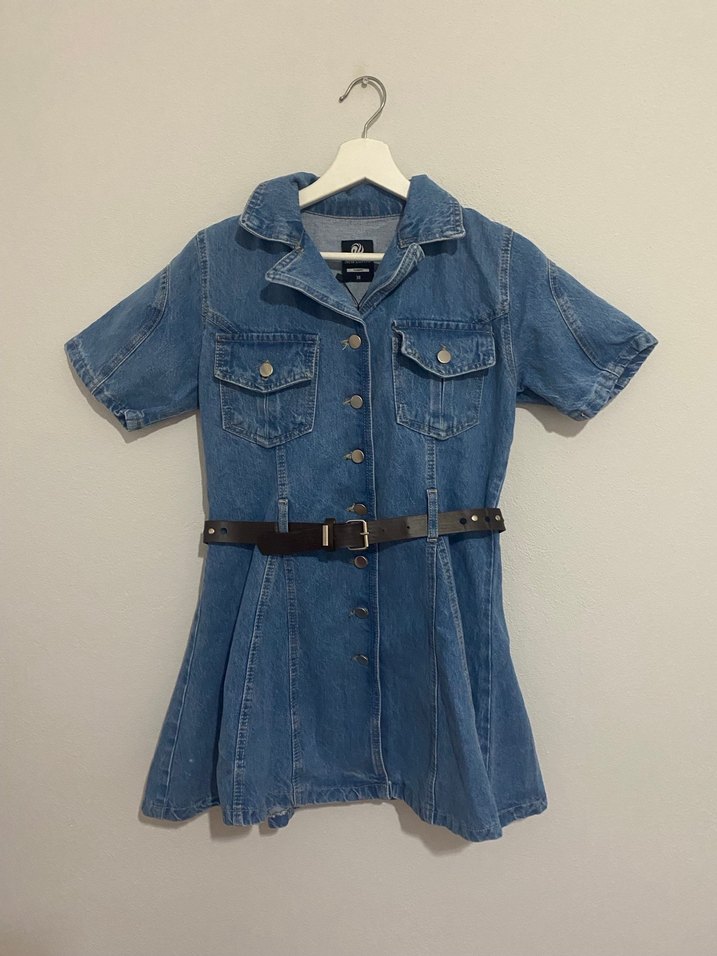 Kemerli Denim Elbise - Görsel 2