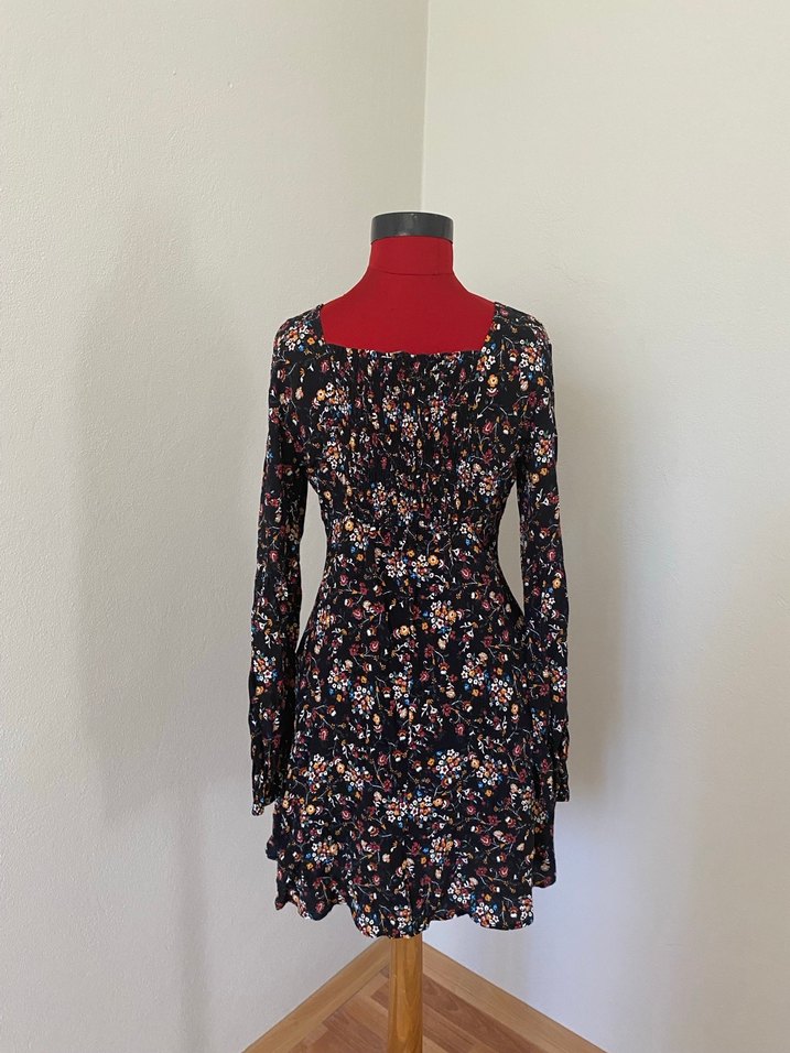 V Yaka Bohem Çok Renkli Midi Elbise - Görsel 3