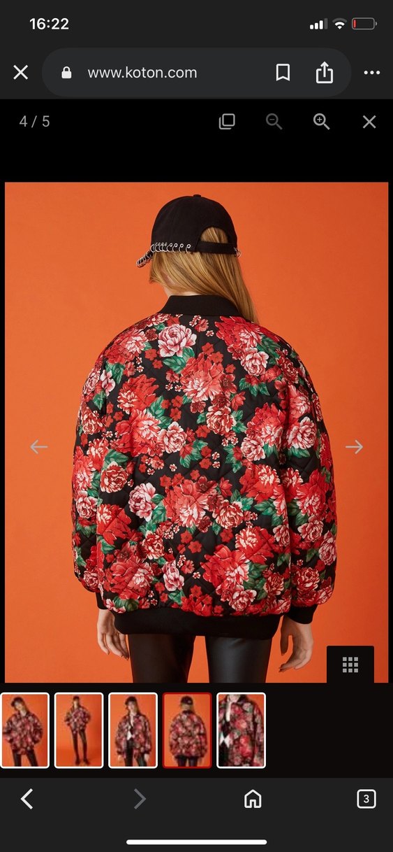 Çiçek Desenli Kırmızı Kadın Ceket - Görsel 3