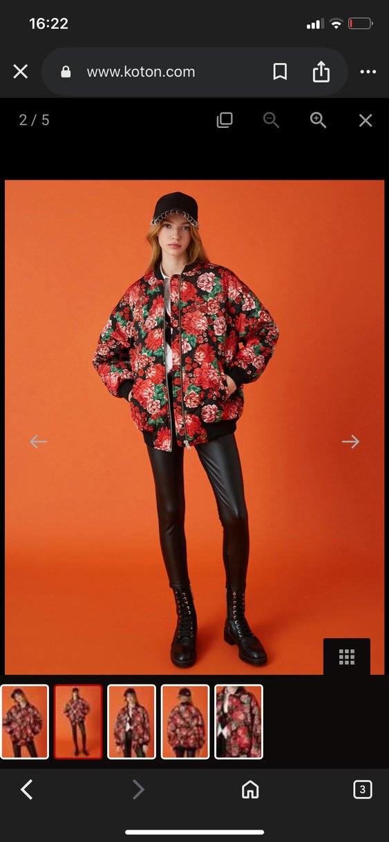 Renkli Çiçek Desenli Kadın Midi Ceket - Görsel 2