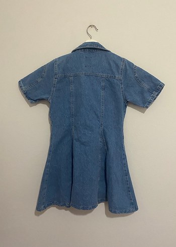 Kemerli Mavi Denim Midi Elbise - Görsel 3