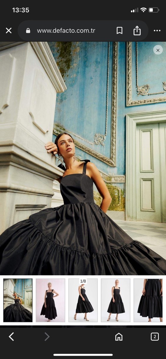 Kadın Siyah Uzun Katlı Elbise - Görsel 2