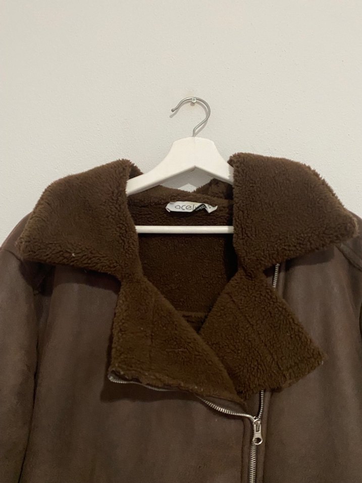 Kahverengi Süet Kürklü Kadın Ceket - Görsel 2