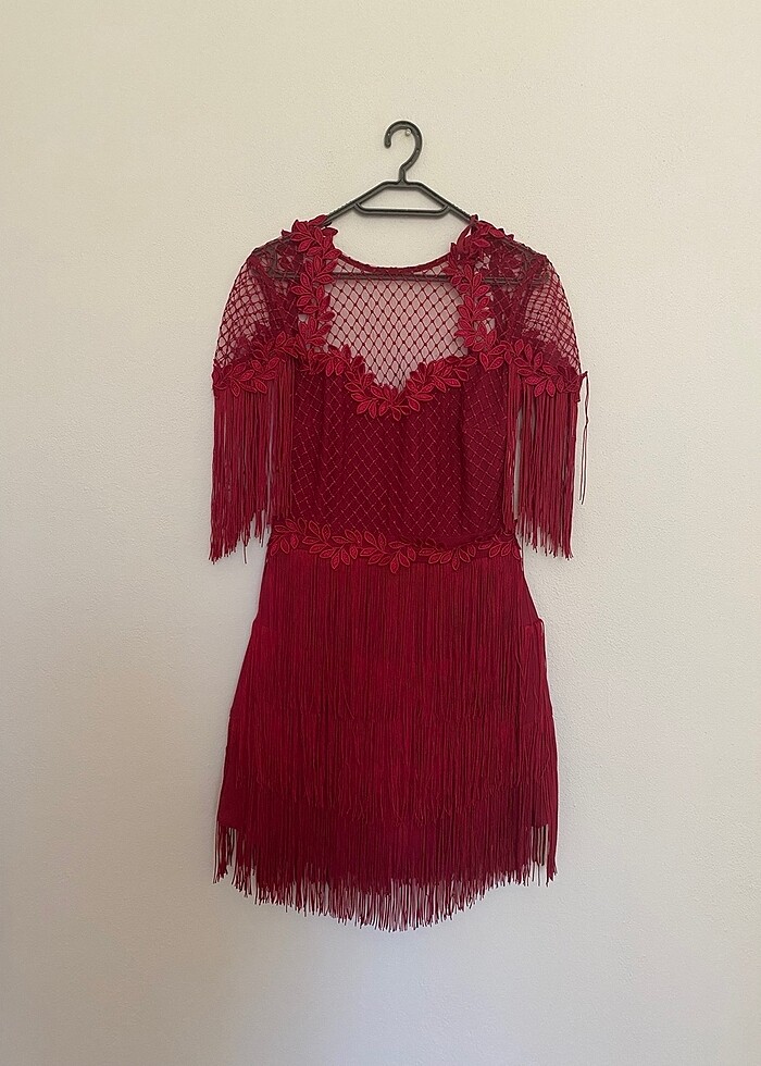 Bordo ranessa elbise - Görsel 2