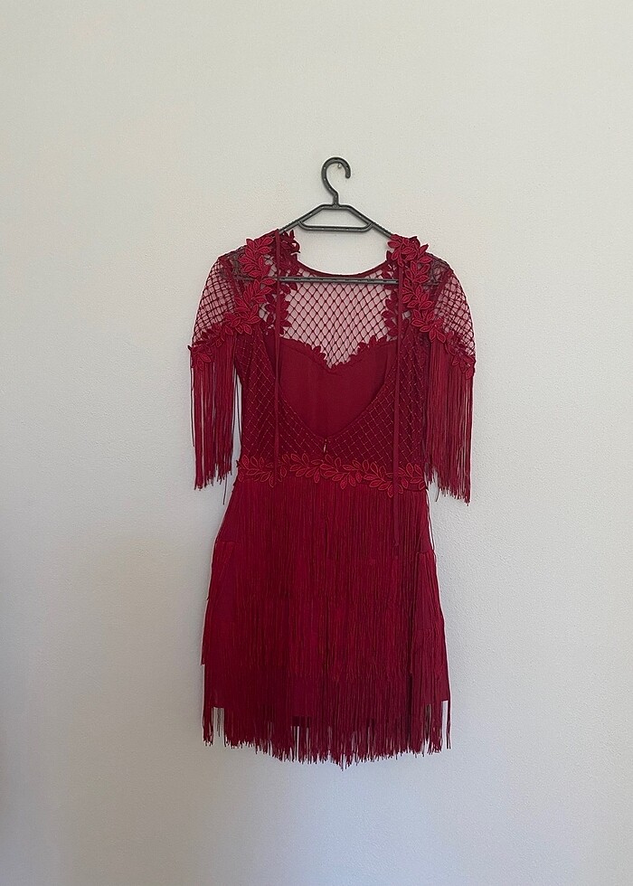 Bordo kısa elbise - Görsel 2